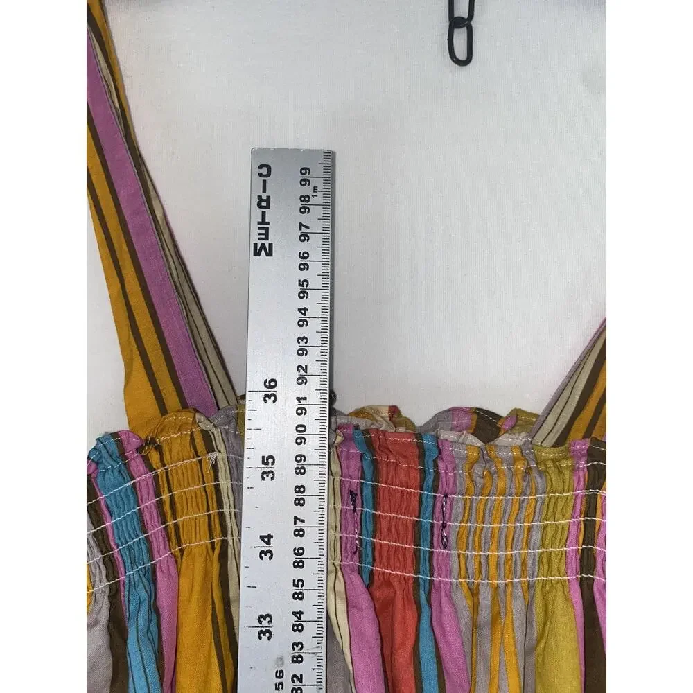 Tahari ASL Dress Womens 4 Multicolor Stripe Tiered Maxi Tassel Hem Sundress Boho - Picture 6 of 6